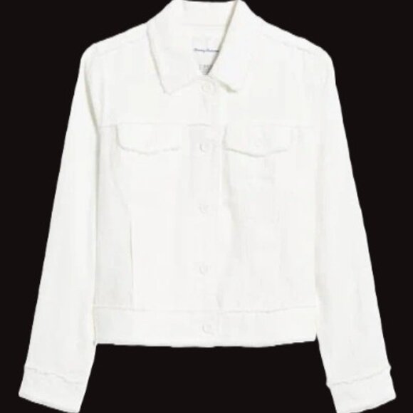 TOMMY BAHAMA WOMEN'S TWO PALMS RAW EDGE 100% LINEN JACKET SMALL WHITE - Picture 3 of 14